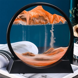 7/12inch Moving Sand Art Picture Round Glass 3D Hourglass Deep Sea Sandscape In Motion Display Flowing Sand Frame For home Decor