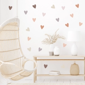 36pcs Heart Shape Trendy Boho Style Wall Stickers Bohemian Wall Decals for Living Room Bedroom Nursery Room Kids Room Home Decor